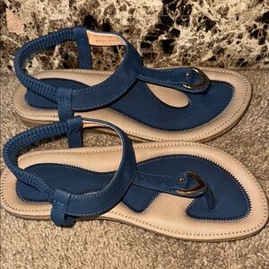 Blue Sandals with Gold Accent